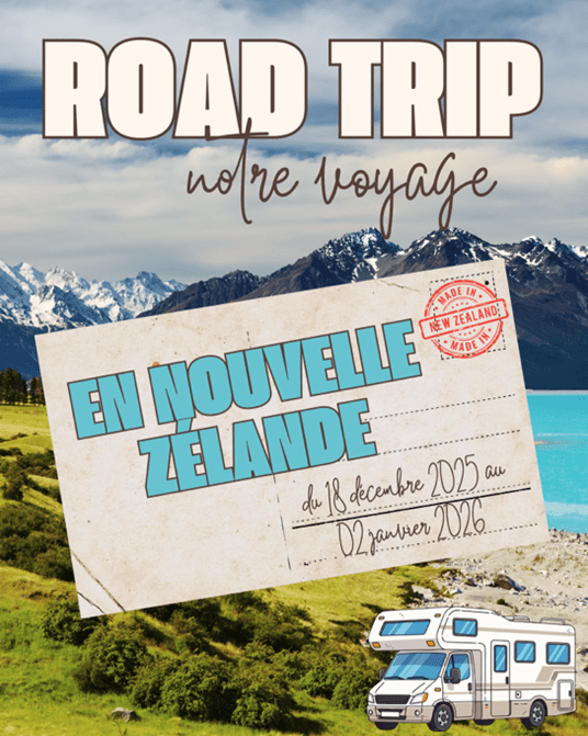 Image cahier de vacances d'un road trip en Nouvelle zelande