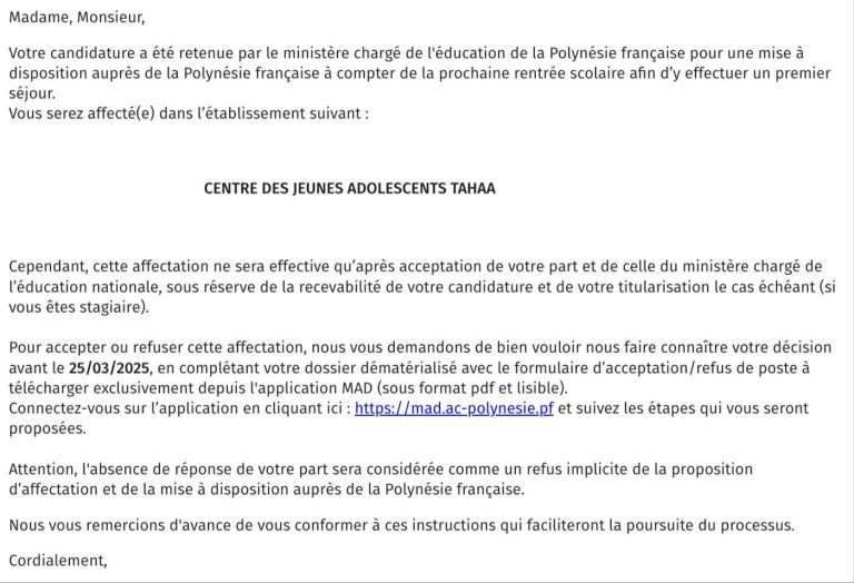 Un an après le mail : Alice raconte pourquoi elle a choisi de partir enseigner en Polynésie